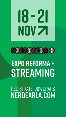 Placa de Nerdearla México 2026, formato Historias