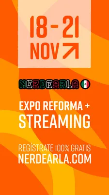 Placa de Nerdearla México 2026, formato Historias