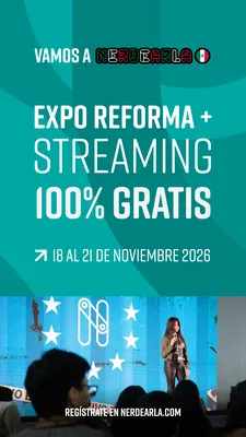 Placa de Nerdearla México 2026, formato Historias